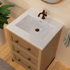 Whitehaus Countertop Vanity Sink with Integrated Rectangular Bowl and Overflow