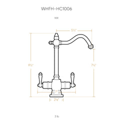 Whitehaus Point of Use Instant Hot/Cold Water Drinking Faucet with Traditional Swivel Spout - Antique Brass