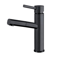 Whitehaus Waterhaus Solid Stainless Steel, Single Hole, Single Lever Kitchen Faucet with Pull-Out Head - Matte Black