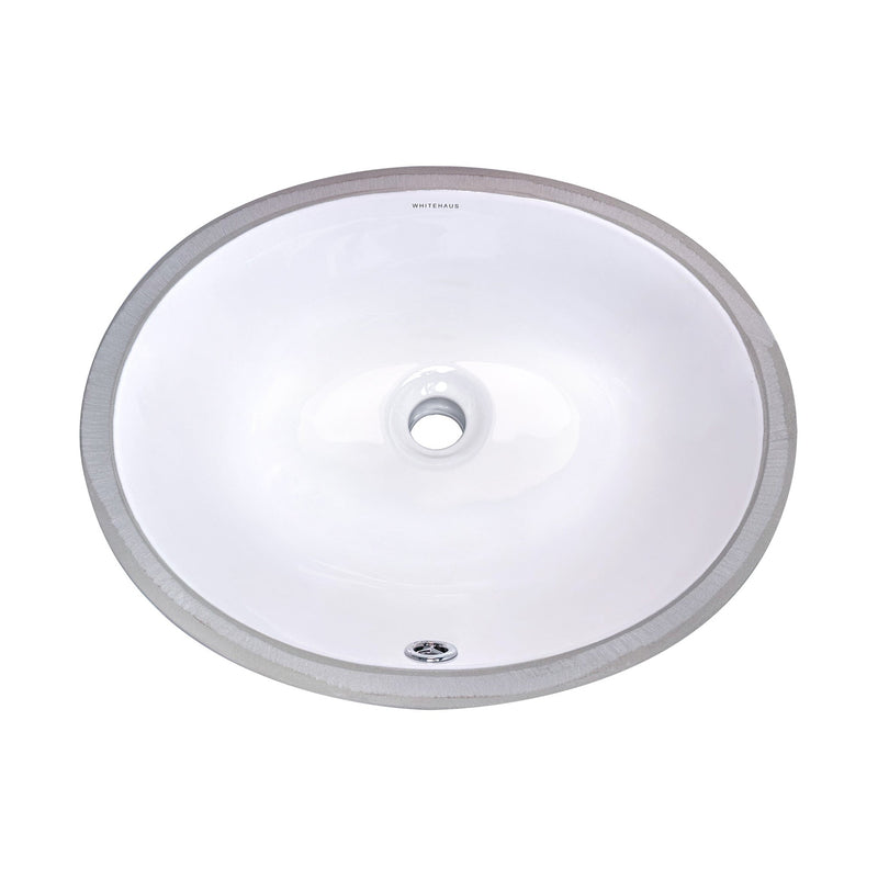 Whitehaus Isabella Plus Collection 16 inch Oval Undermount basin with overflow and rear center drain - WHU71001 - The Home Selection