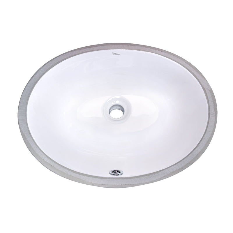 Whitehaus Isabella Plus Collection 18 inch Oval Undermount basin with overflow and rear center drain - WHU71003 - The Home Selection
