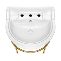 Whitehaus 22" Console Sink With Semi-Circular Bowl, Single Faucet Drilling, Solid Brass Leg Supports, Backsplash, Overflow and Front Towel Bar. - WHV022-L32-3H