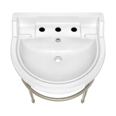 Whitehaus 22" Console Sink With Semi-Circular Bowl, Single Faucet Drilling, Solid Brass Leg Supports, Backsplash, Overflow and Front Towel Bar. - WHV022-L32-3H