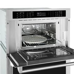 Cosmo 30 in. Regal Collection 4.8 / 1.6 cu. ft. Electric Microwave Wall Oven Combination, Air Fry, Convection, Stainless Steel - COS-WOMCR302SS