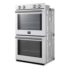 Forno Vomero 30-Inch Double Wall Oven – 10 cu. ft. Total Capacity – 7100W Convection – Mechanical Controls – Manual Steam Clean