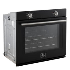 Forno Vomero 30" Wall Oven, 5 cu.ft Capacity, 3550 Watts Convection, Mechanical Controls, Manual Steam Clean - Black - Left Angle SS - The Home Selection