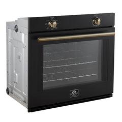 Forno Vomero 30" Wall Oven, 5 cu.ft Capacity, 3550 Watts Convection, Mechanical Controls, Manual Steam Clean - Black - Left Angle - The Home Selection