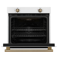Forno Vomero 30" Wall Oven, 5 cu.ft Capacity, 3550 Watts Convection, Mechanical Controls, Manual Steam Clean - White - Front Opened - The Home Selection