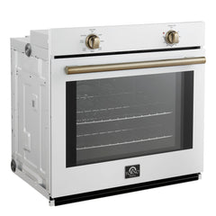 Forno Vomero 30" Wall Oven, 5 cu.ft Capacity, 3550 Watts Convection, Mechanical Controls, Manual Steam Clean - White - Left Angle - The Home Selection