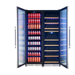 Forno Avellina 48-Inch Triple Zone Side-by-Side Wine & Beverage Cooler – 31.8 cu. ft. – Holds 427 Cans & 94 Wine Bottles – Blue LED Lighting - FWCDR6633-48S