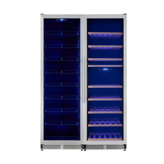 Forno Avellina 48-Inch Triple Zone Side-by-Side Wine & Beverage Cooler – 31.8 cu. ft. – Holds 427 Cans & 94 Wine Bottles – Blue LED Lighting - FWCDR6633-48S