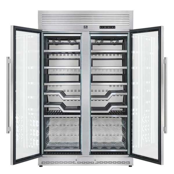 FORNO Abruzzo 48-Inch Dual Zone Wine Cellar, 102 Bottles, 24 cu. ft., Clear Acrylic Holders & Stainless Trim Shelves - FWCDR6611-48S