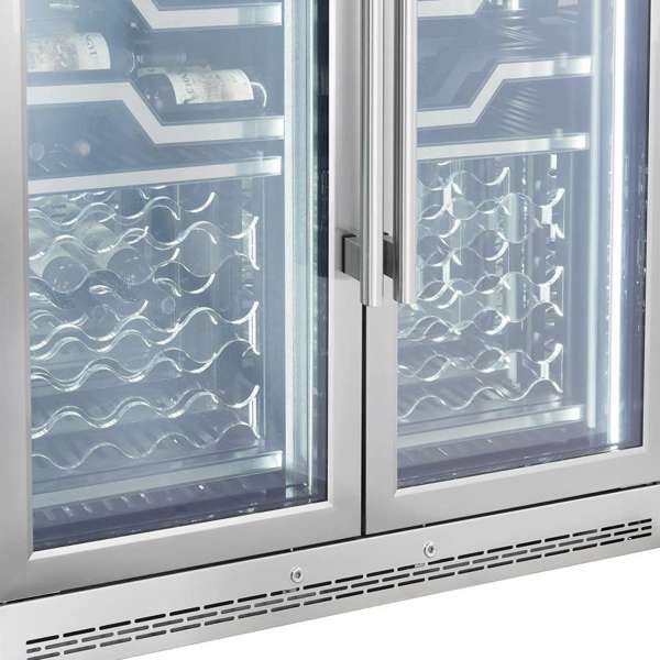 FORNO Abruzzo 48-Inch Dual Zone Wine Cellar, 102 Bottles, 24 cu. ft., Clear Acrylic Holders & Stainless Trim Shelves - FWCDR6611-48S