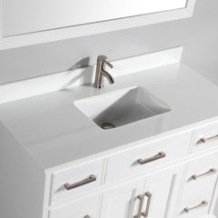 Vanity Art 48"Bath Vanity with Engineered Marble Top in White with Basin and Mirror - VA1048