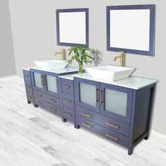 Vanity Art 96" Double Sink Vanity – White Ceramic Vanity Top with Double Basin Top in White Ceramic - CVC36-96