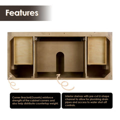 Altair Laurel Bathroom Cabinet Vanity Base in Weathered Fir without Top and Sink, No Mirror