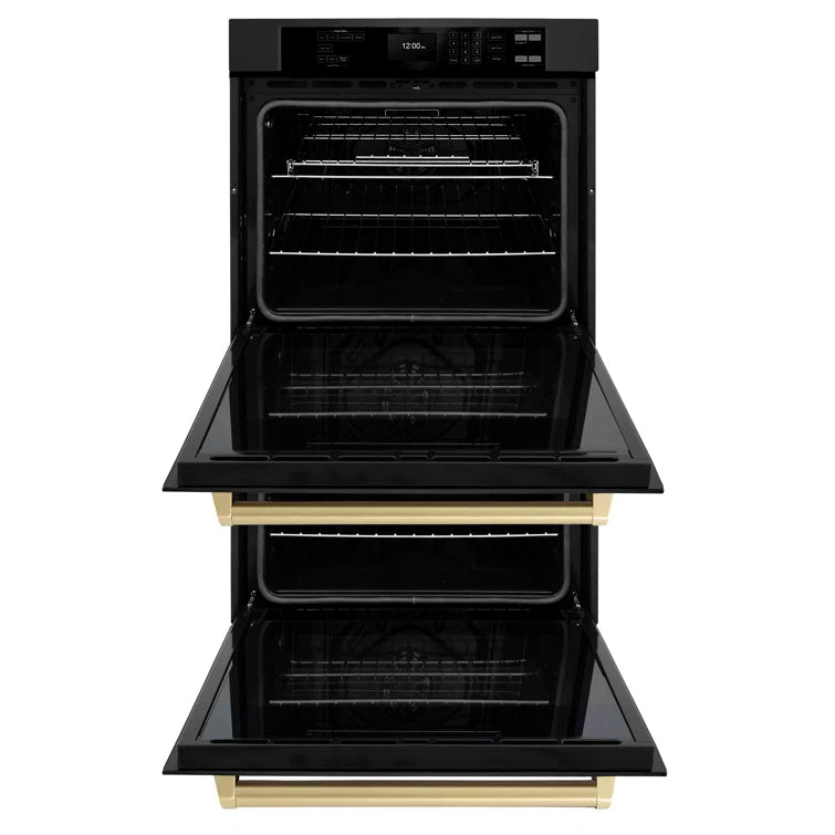 ZLINE 30 in. Autograph Double Wall Oven with Air Fry in Black Stainless - WADBZ-30