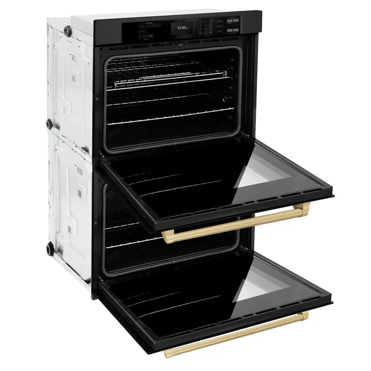 ZLINE 30 in. Autograph Double Wall Oven with Air Fry in Black Stainless - WADBZ-30