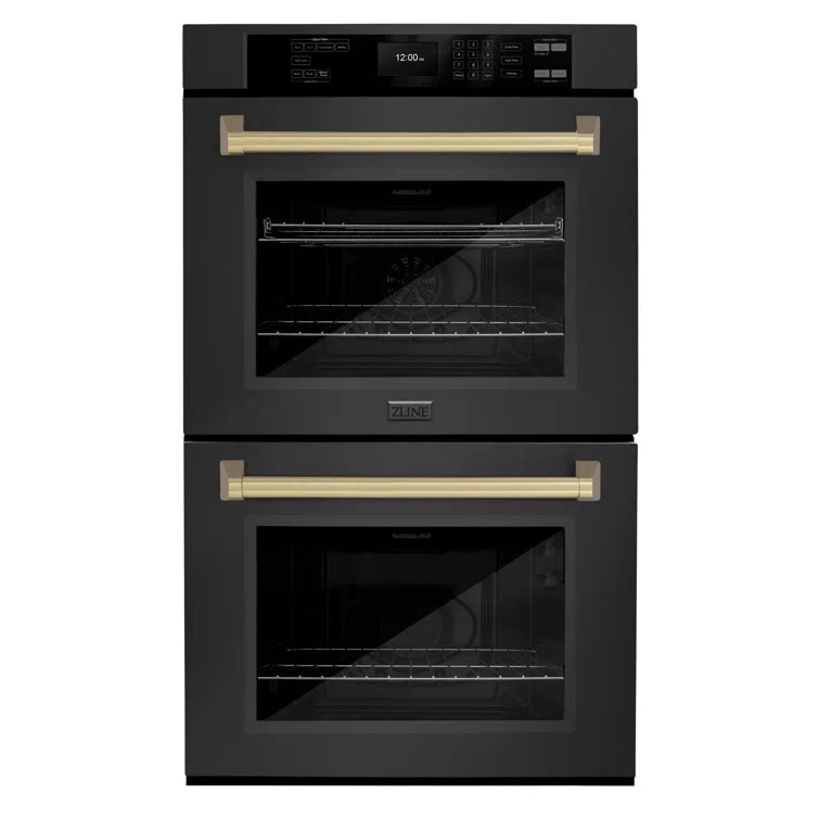 ZLINE 30 in. Autograph Double Wall Oven with Air Fry in Black Stainless - WADBZ-30