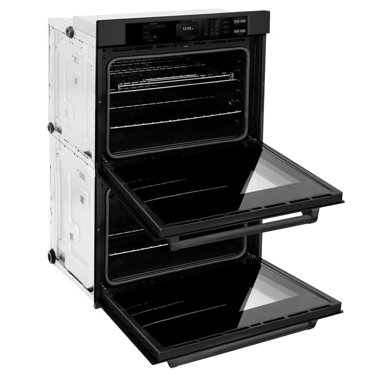 ZLINE 30 in. True Convection Double Wall Oven with Air Fry in DuraSnow® Black Stainless Steel - WADB-30