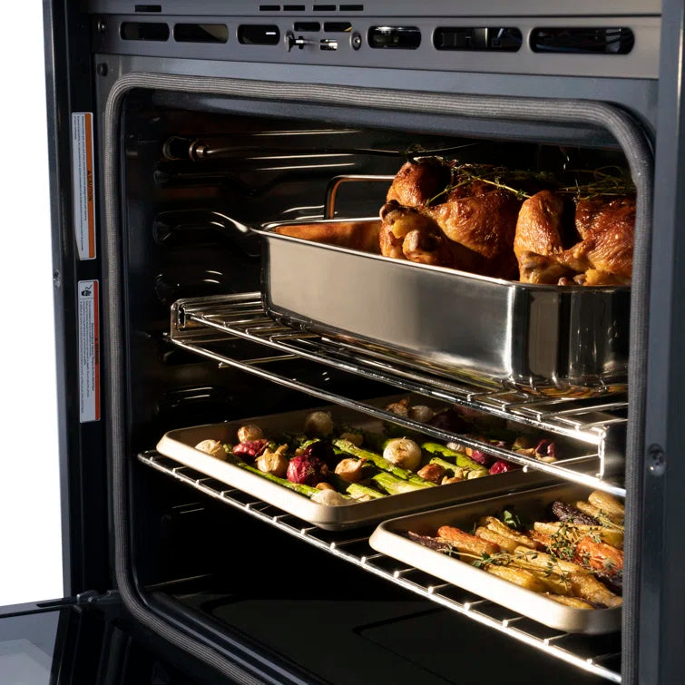 ZLINE 30 in. True Convection Double Wall Oven with Air Fry in DuraSnow® Black Stainless Steel - WADB-30