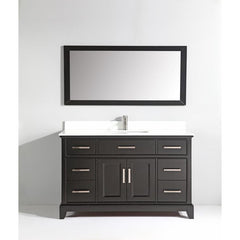 Vanity Art 60- Bath Vanity in Espresso with Engineered Marble Top in White with Basin and Mirror - VA1060