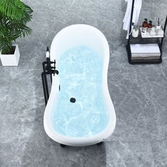 Altair Porva 69" x 29" Acrylic Clawfoot Soaking Bathtub with Brushed Brass Drain and Overflow - 52269-BAT
