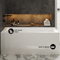 Swiss Madison Claire 60" x 32" Left-Hand Drain Drain Alcove Tub with Corner Apron - SM-AB570 - The Home Selection