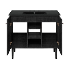 Swiss Madison Bron 36" Freestanding Bathroom Vanity with Black 3-Hole Widespread Sink Top - SM-BV6202