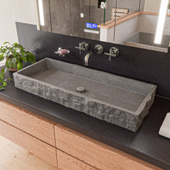 Alfi 39" Solid Concrete Gray Matte Trough Sink for the Bathroom - Gray Matte
