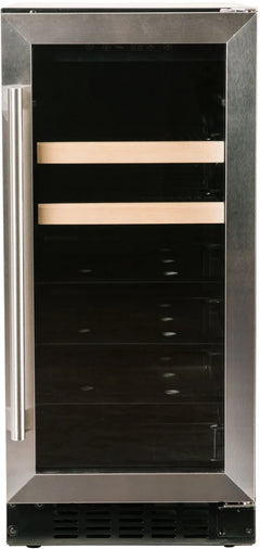 Azure 15 Inch Beverage Center with 3 cu. ft. Capacity, Glass Shelves, Wine Racks, Field Reversible Door, Digital Display Controls, Auto Defrost, Blue LED Lighting, and ADA Compliant - A115BEV