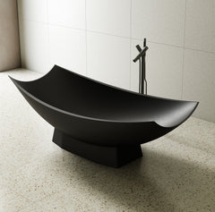 Alfi Black Matte 71" Solid Surface Resin Free Standing Hammock Style Bathtub - Black Matte