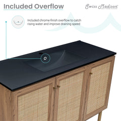 Swiss Madison Classe 48" Freestanding Bathroom Vanity in Golden Oak with Black Sink Top - SM-BV665MB