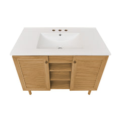 Swiss Madison Bron 36" Freestanding Bathroom Vanity in Golden Oak with 3-Hole Widespread Sink Top - SM-BV374-3