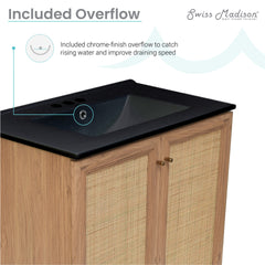 Swiss Madison Classe 30" Freestanding Bathroom Vanity in Golden Oak with Black 3-Hole Widespread Sink Top - SM-BV664-3MB