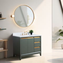Vanity Art 42-Inch Bathroom Vanity with Ceramic Sink and Top, Soft-Closing Doors and Drawers, Solid Wood Frame - CVH42