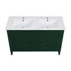 Swiss Madison Cascade 48" Freestanding Bathroom Vanity in Green Oak with Double Basin Sink Top - SM-BV557GA-D