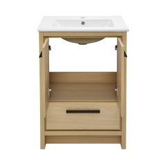 Swiss Madison Virage 24 in. Brown Oak Bathroom Vanity With Ceramic Sink Top - SM-BV730LK - The Home Selection
