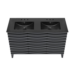 Swiss Madison Cascade 48 in. Black Oak, Double Basin Bathroom Vanity With Black, 3-Hole Ceramic Sink Top - SM-BV557BD-3MB