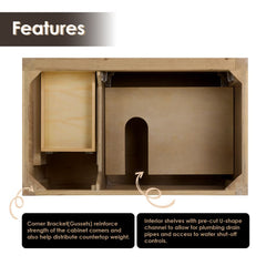 Altair Laurel Bathroom Cabinet Vanity Base in Weathered Fir without Top and Sink, No Mirror