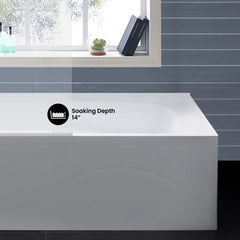 Swiss Madison Ivy 54 x 30 Left Drain Soaking Alcove Corner Apron Bathtub in Glossy White with Integrated Overflow, Drain Included - SM-AB0901GW