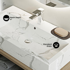 Swiss Madison Voltaire 32" Wide Rectangle Vessel Sink in White Marble - SM-VSM292W1 - The Home Selection