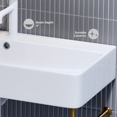 Swiss Madison Carre 36" Ceramic Console Sink White Basin Brushed Gold Legs - SM-CS723BG - The Home Selection