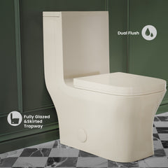 Swiss Madison Concorde One-Piece Square Toilet Dual-Flush 1.1/1.6 gpf in Bisque - SM-1T106BQ - The Home Selection