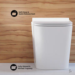Swiss Madison Concorde Back-to-Wall Toilet Bundle 0.8/1.6 GPF Dual Flush in Glossy Whit - SM-WT0205GW