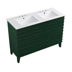 Swiss Madison Cascade 48" Freestanding Bathroom Vanity in Green Oak with 3-Hole Widespread Double Basin Sink Top - SM-BV557GA-D3W