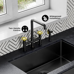 Swiss Madison Avallon Pro Widespread Kitchen Faucet with Side Sprayer SM-KF79 - The Home Selection