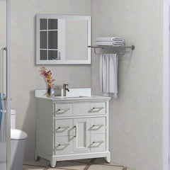 Vanity Art Single 36" Bath Vanity with Engineered Marble Top in White with Basin and Mirrorr - CVA36