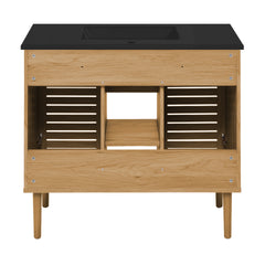 Swiss Madison Bron 36" Freestanding Bathroom Vanity in Golden Oak with Black Sink Top - SM-BV374MB