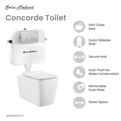Swiss Madison Concorde Back to Wall Concealed Tank Toilet Bowl Bundle in Glossy White - SM-WK555-01C